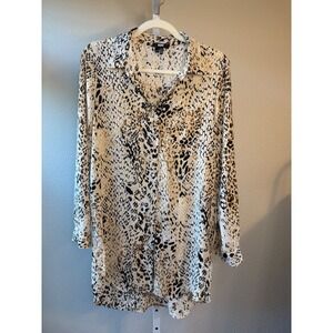 PAIGE Women's Snake Print Long Sleeve Collared‎ Button Up Shirt Dress Top S